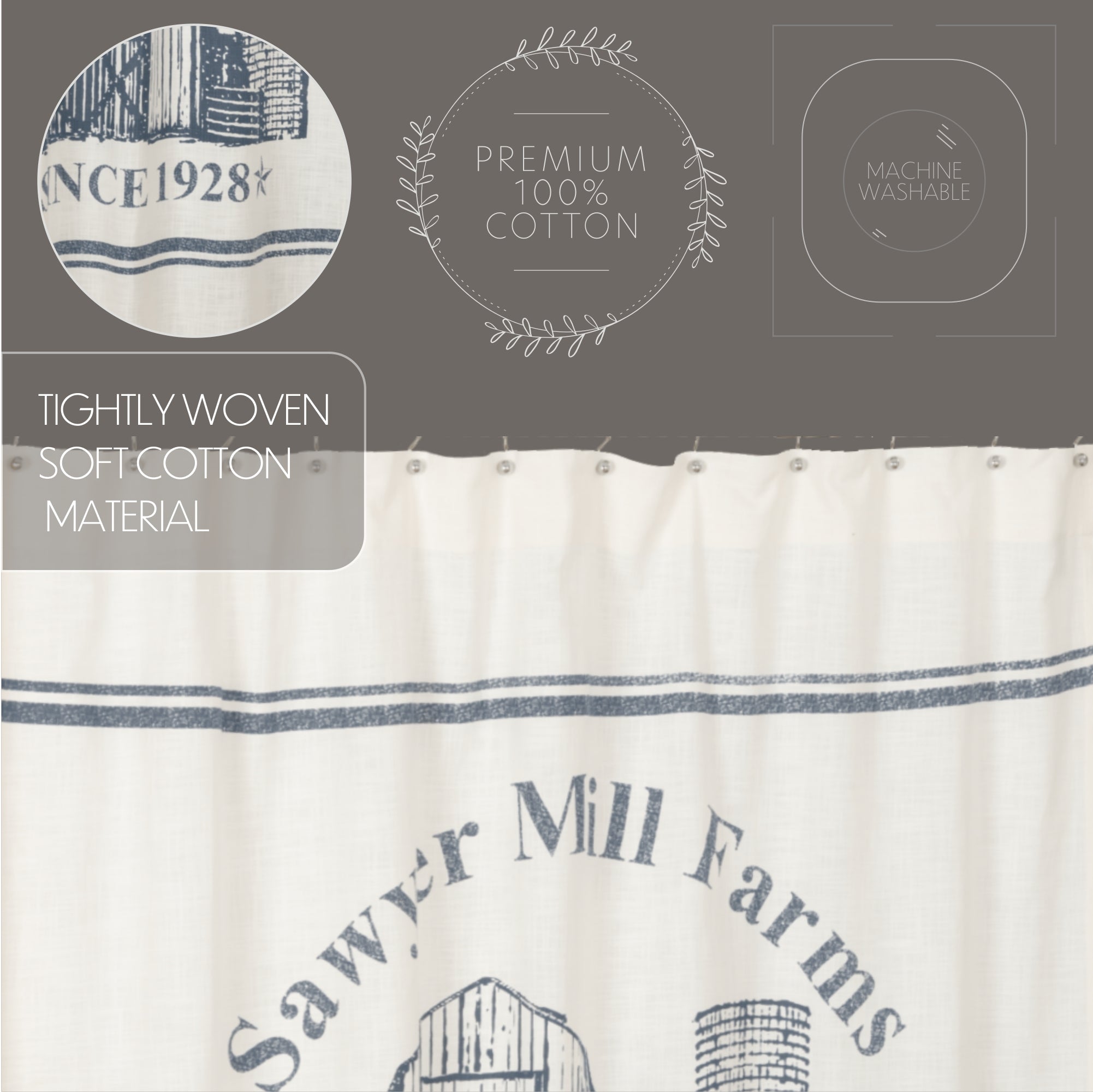 Sawyer Mill Blue Barn Shower Curtain 72