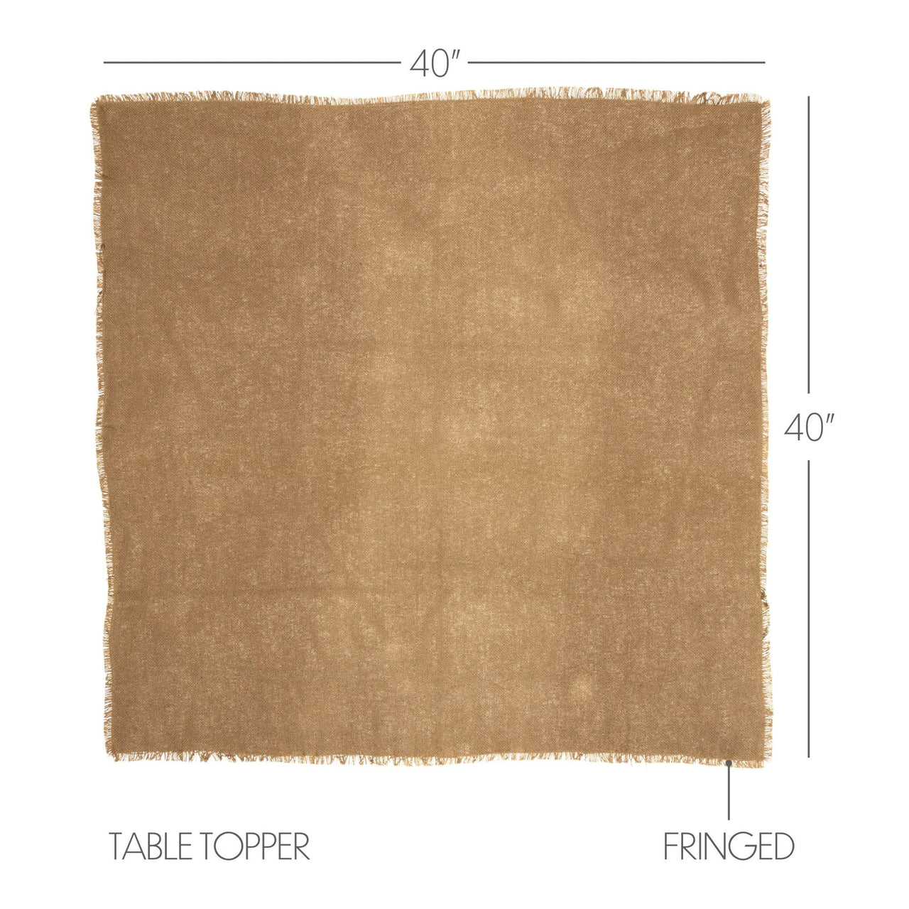 Burlap Natural Table Topper Fringed 40x40 VHC Brands - The Fox Decor