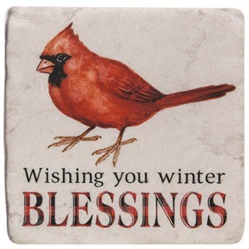 4 Set Christmas Cardinals Resin Coasters