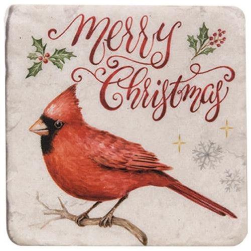 4 Set Christmas Cardinals Resin Coasters