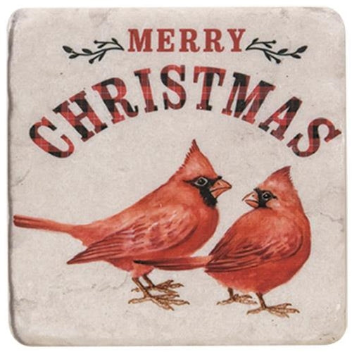 4 Set Christmas Cardinals Resin Coasters