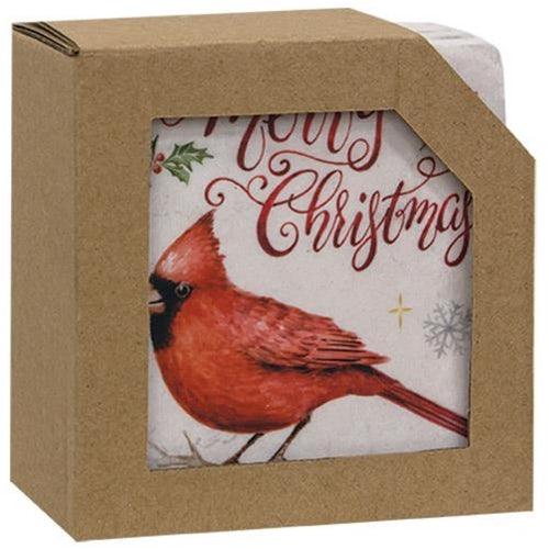 4 Set Christmas Cardinals Resin Coasters