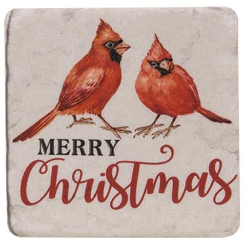 4 Set Christmas Cardinals Resin Coasters