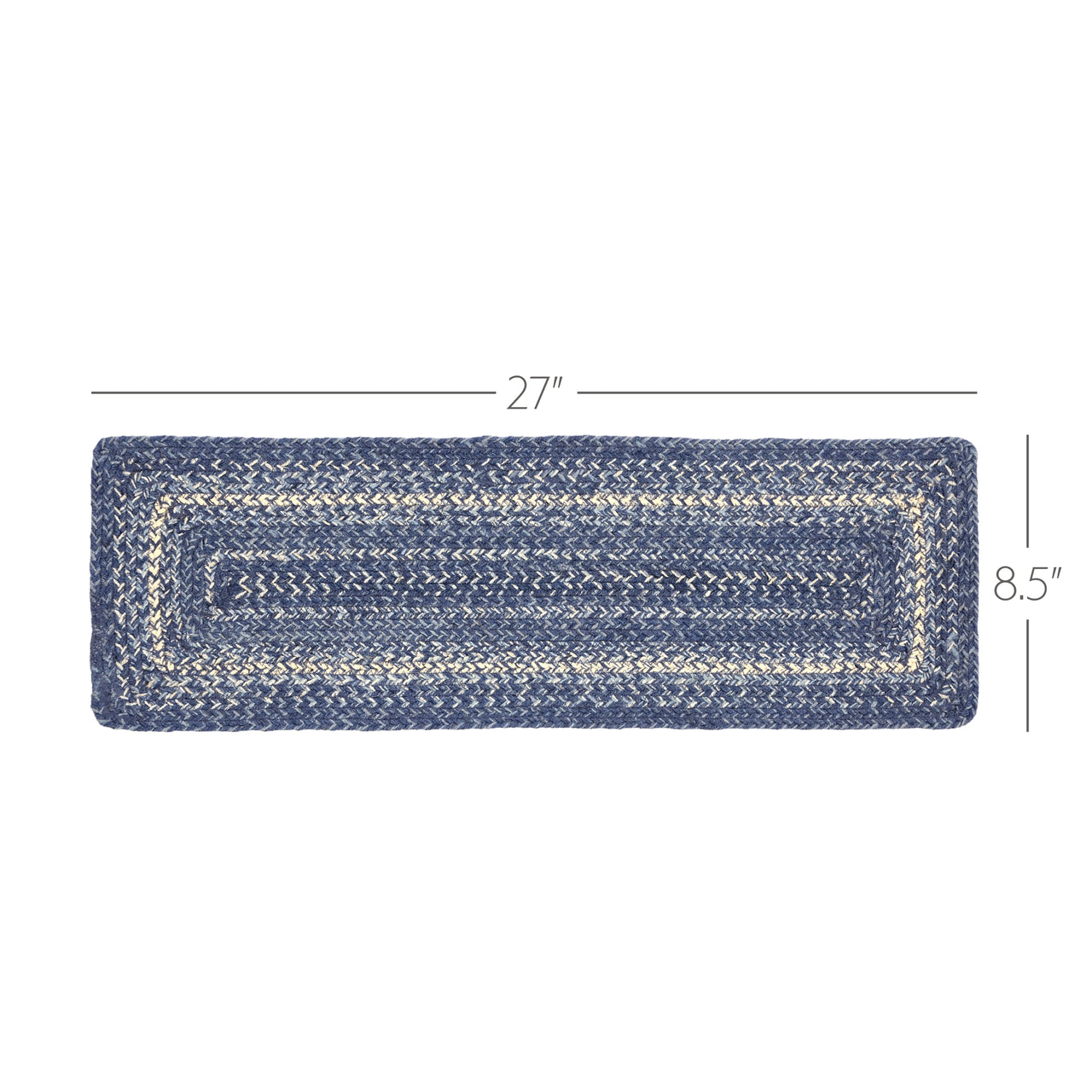 Great Falls Blue Jute Stair Tread Rect Latex 8.5x27 VHC Brands
