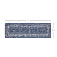 Great Falls Blue Jute Stair Tread Rect Latex 8.5x27 VHC Brands