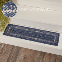 Great Falls Blue Jute Stair Tread Rect Latex 8.5x27 VHC Brands
