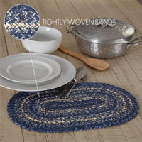 Great Falls Blue Jute Braided Oval Placemat 10