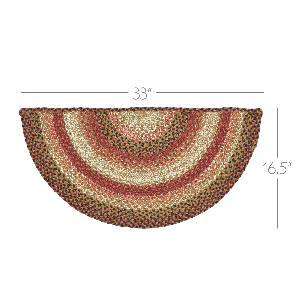Ginger Spice Jute Braided Rug Half Circle with Rug Pad 16.5"x33" VHC Brands - The Fox Decor