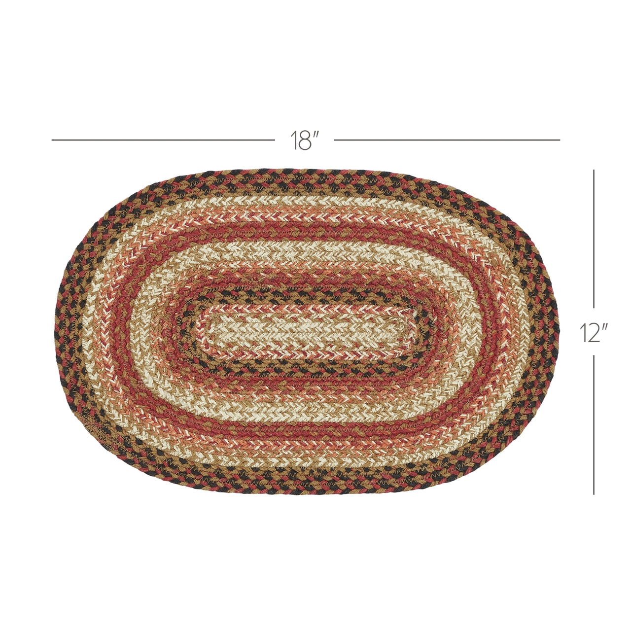 Ginger Spice Jute Braided Oval Placemat 12"x18" VHC Brands
