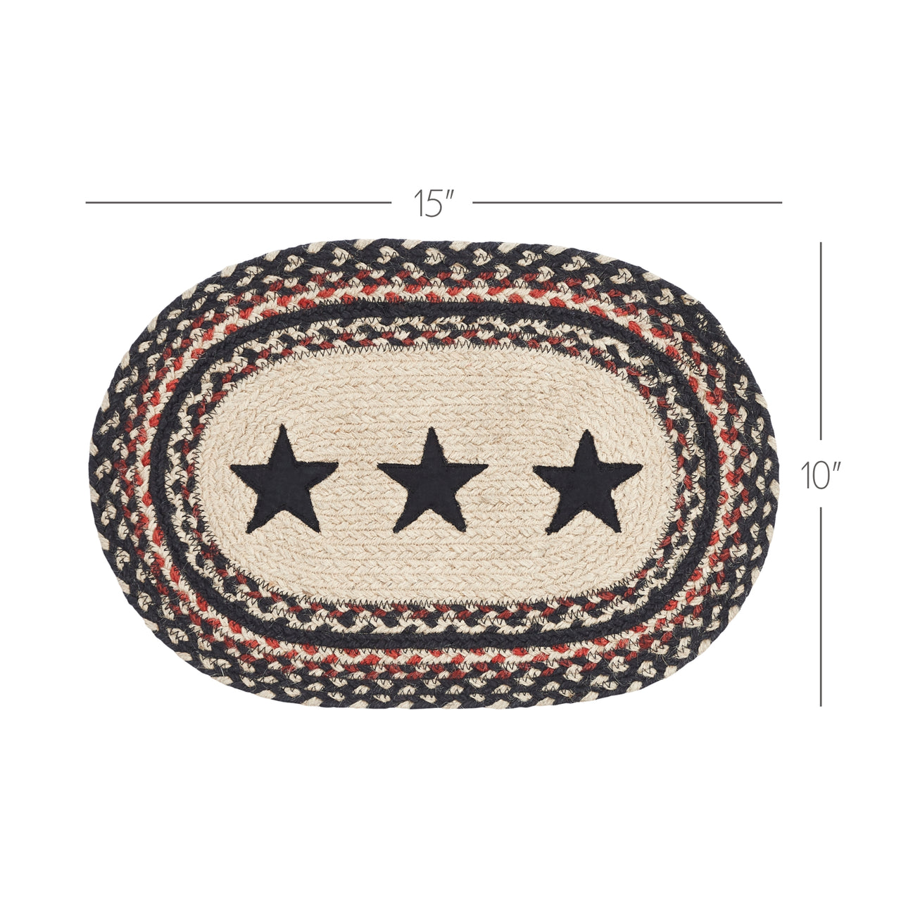 Colonial Star Jute Braided Oval Placemat 10"x15" VHC Brands