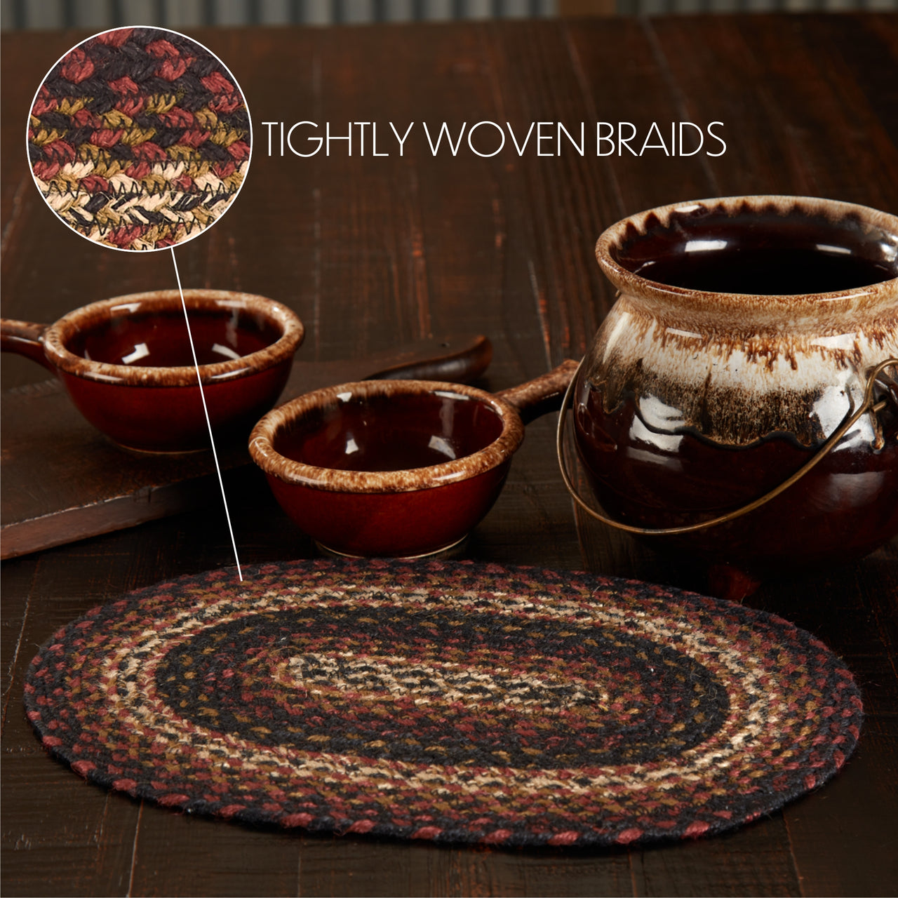 Beckham Jute Braided Oval Placemat 10"x15" VHC Brands - The Fox Decor
