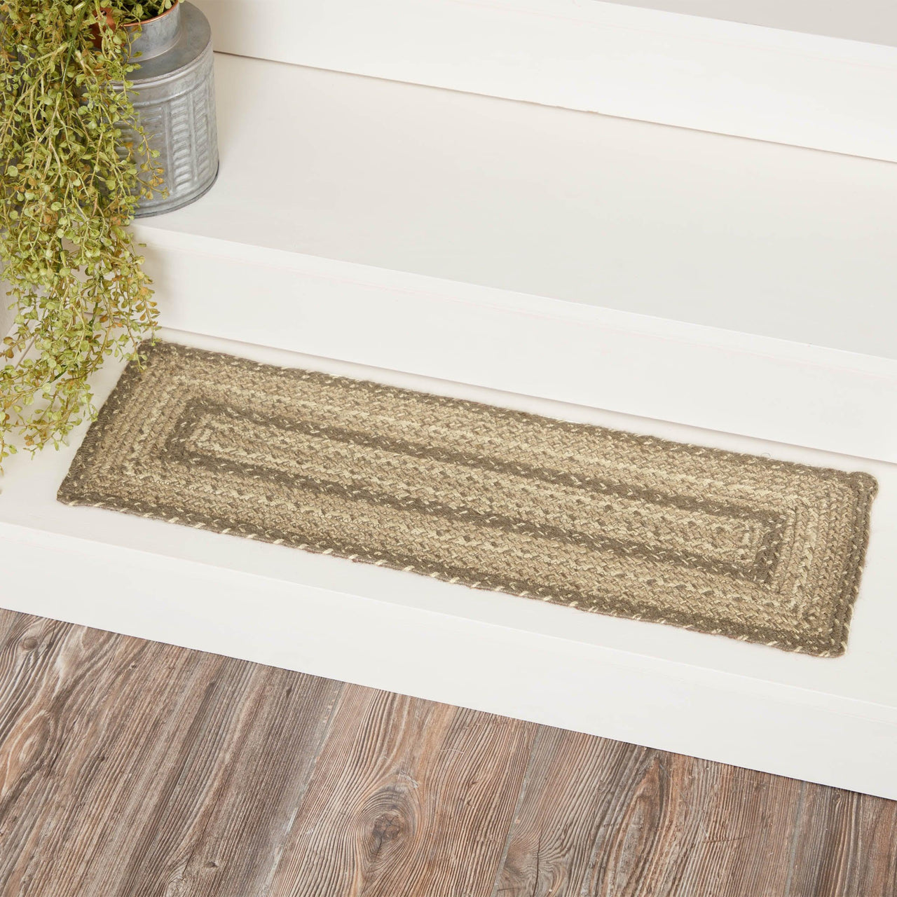 Cobblestone Jute Stair Tread Rect Latex 8.5x27 VHC Brands - The Fox Decor