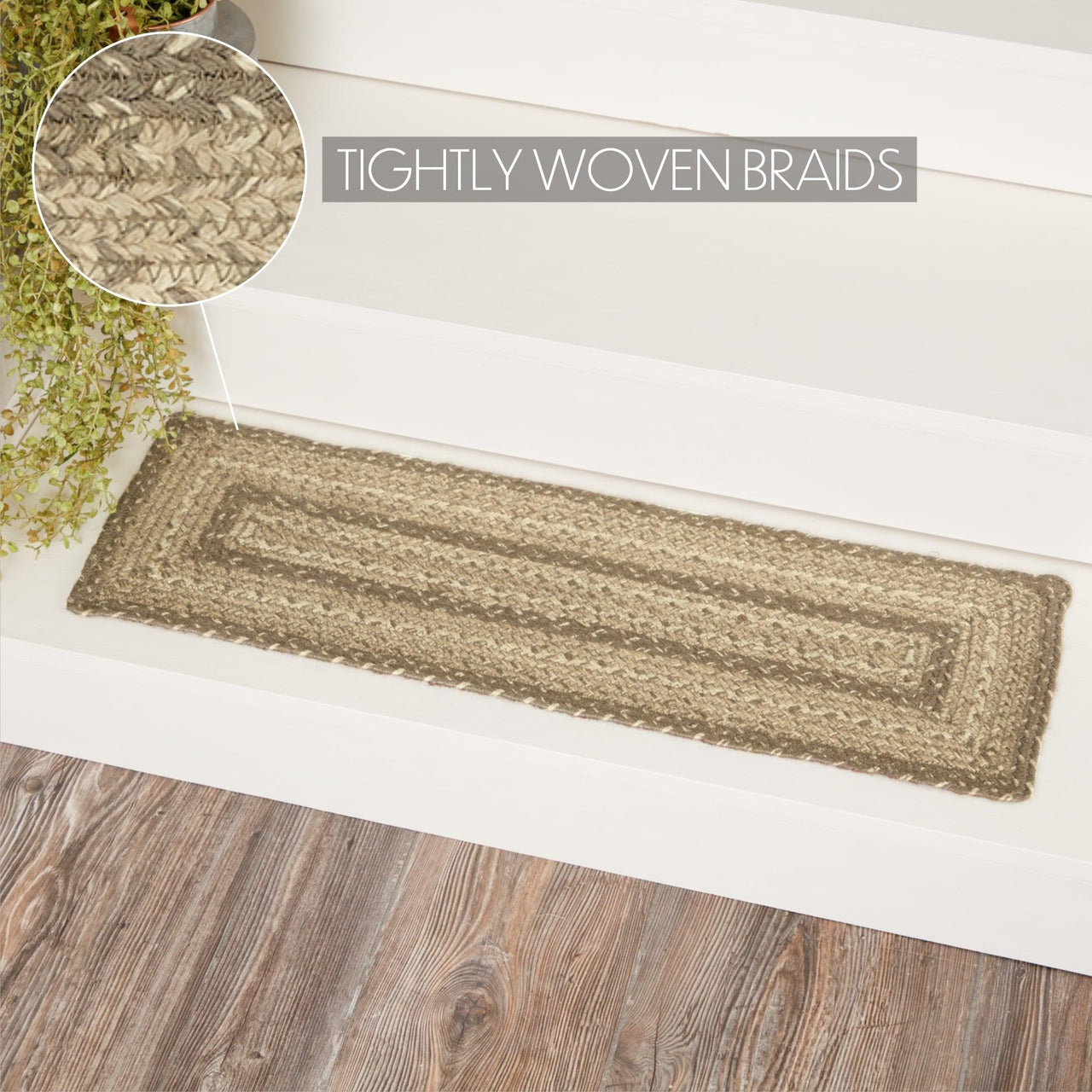Cobblestone Jute Stair Tread Rect Latex 8.5x27 VHC Brands - The Fox Decor