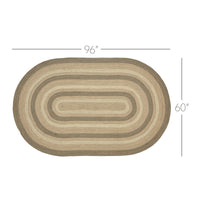 Cobblestone Jute Braided Rug Oval w/ Pad 60x96 (5'x8')