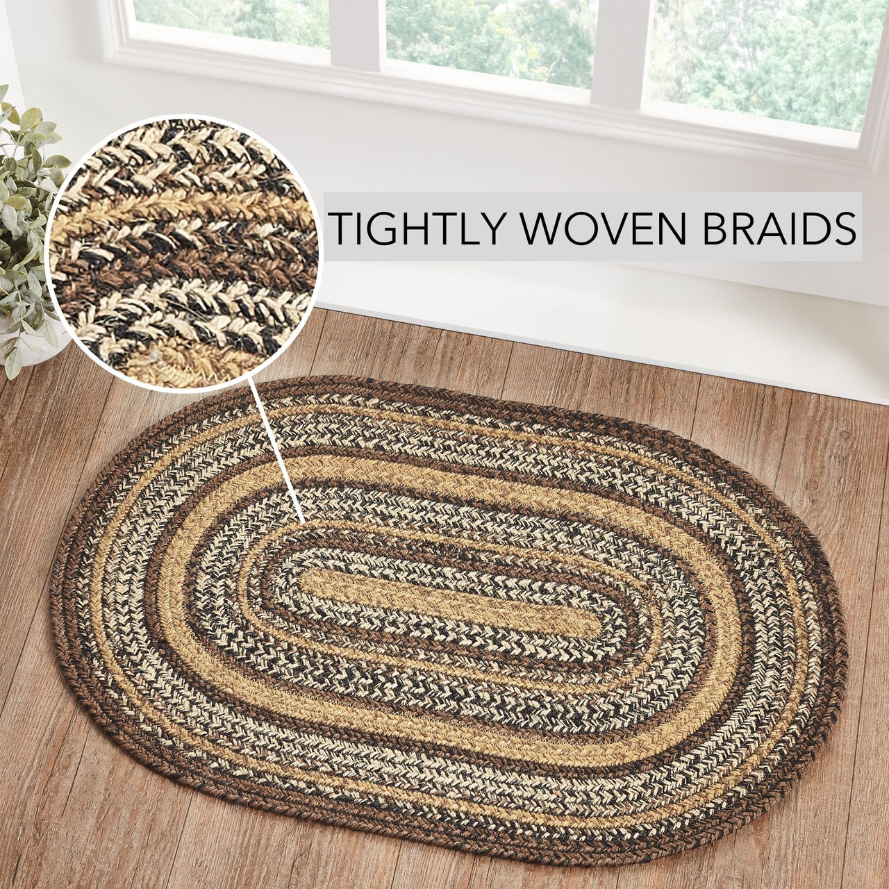 Espresso Jute Braided Rug Oval 20"x30" VHC Brands - The Fox Decor