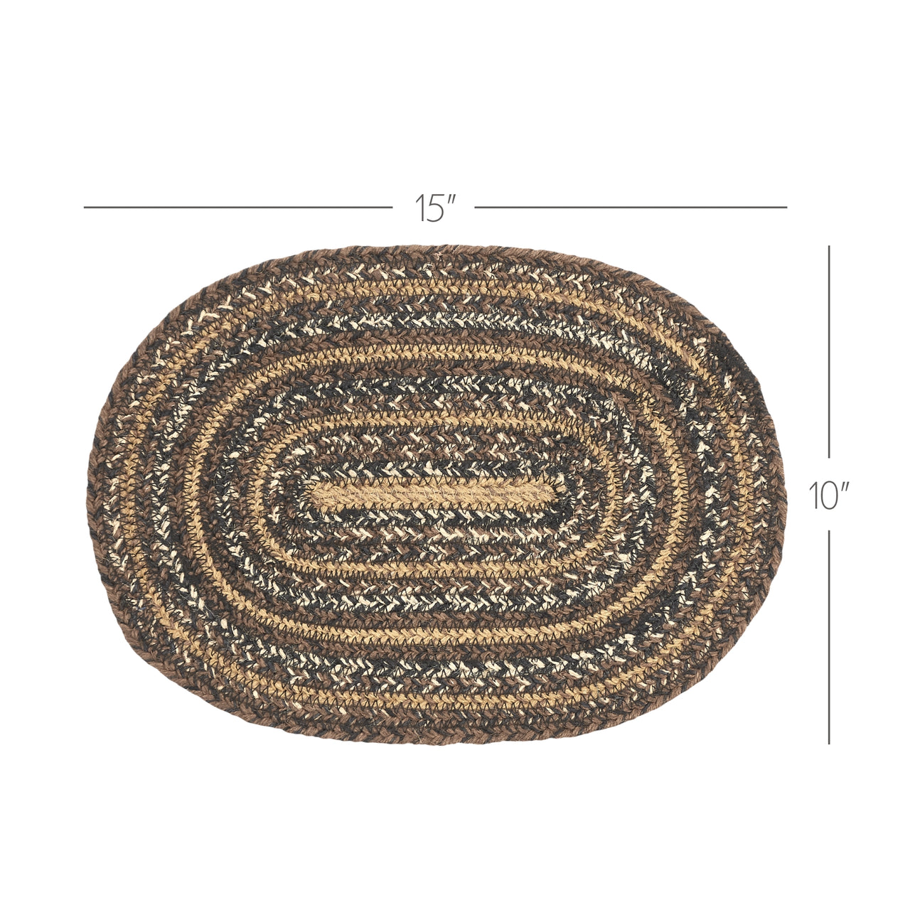 Espresso Jute Braided Oval Placemat 10"x15" VHC Brands - The Fox Decor