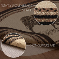 Thumbnail for Sawyer Mill Charcoal Cow Jute Braided Rug Oval 20