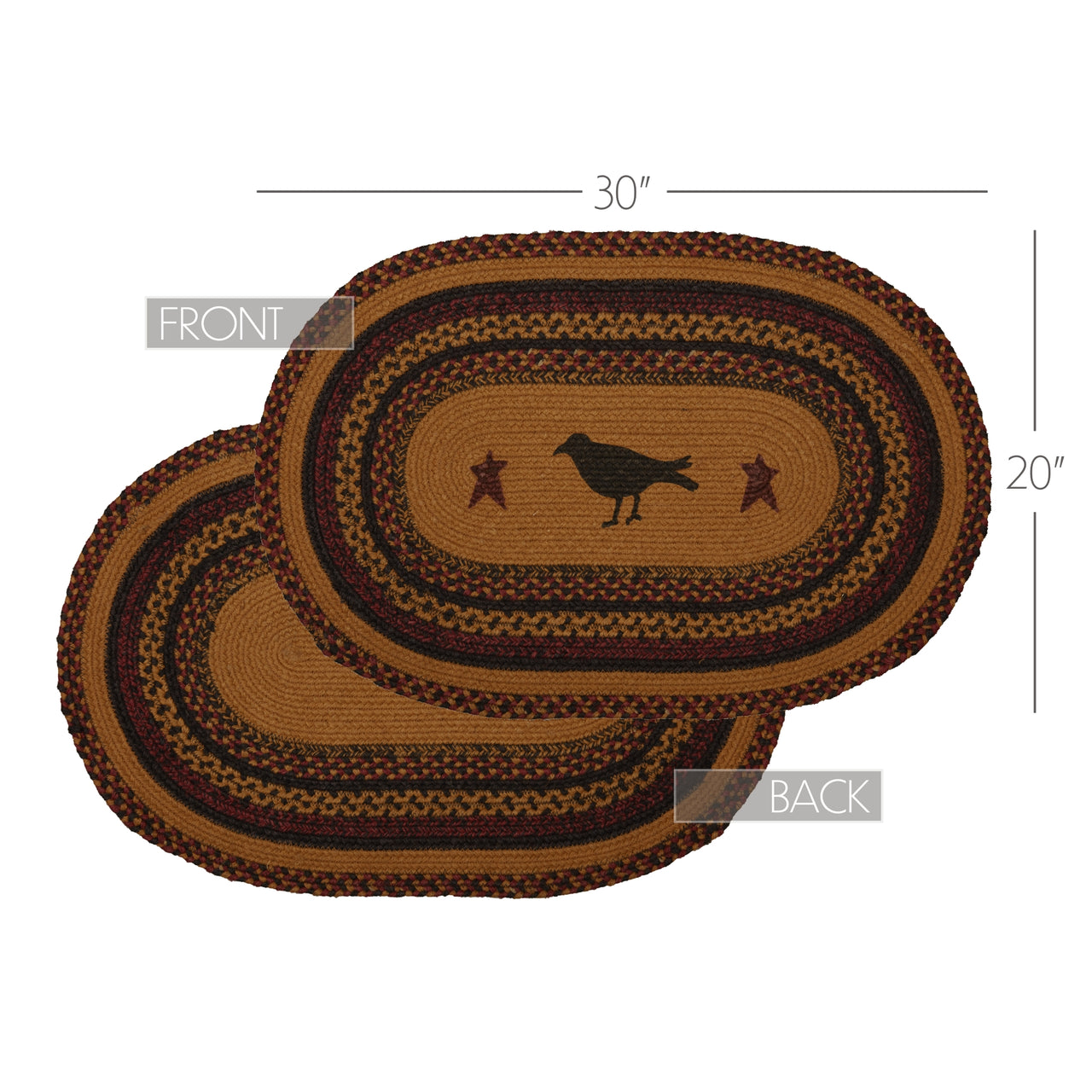 Heritage Farms Crow Jute Braided Rug Oval 20"x30" VHC Brands - The Fox Decor