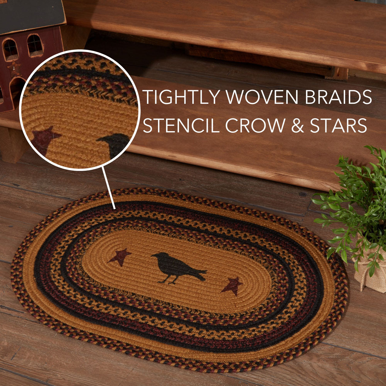 Heritage Farms Crow Jute Braided Rug Oval 20"x30" VHC Brands - The Fox Decor