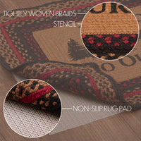 Thumbnail for Cumberland Stenciled Moose Jute Braided Rug Rect Welcome to the Cabin 20