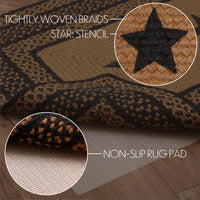 Farmhouse Jute Braided Rug Rect Stencil Stars 27