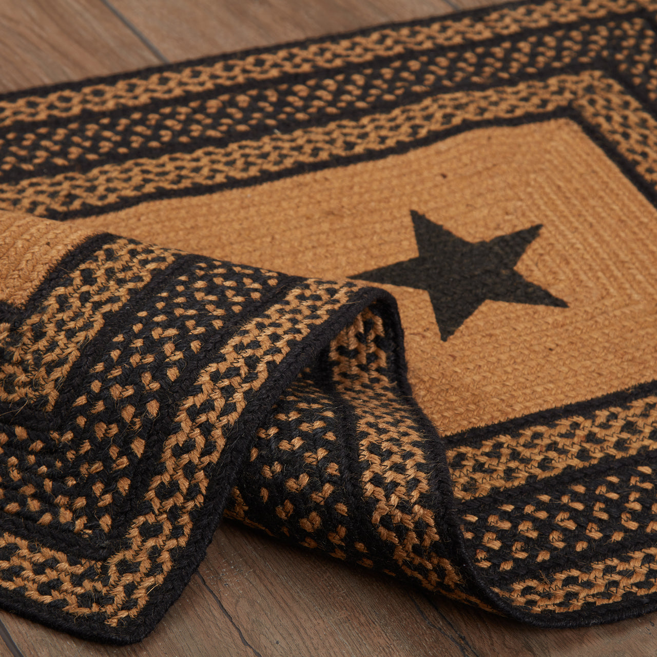 Farmhouse Jute Braided Rug Rect Stencil Stars 27"x48" with Rug Pad VHC Brands - The Fox Decor