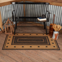 Thumbnail for Farmhouse Jute Braided Rug Rect Stencil Stars 3'x5' with Rug Pad VHC Brands
