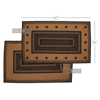 Thumbnail for Farmhouse Jute Braided Rug Rect Stencil Stars 3'x5' with Rug Pad VHC Brands