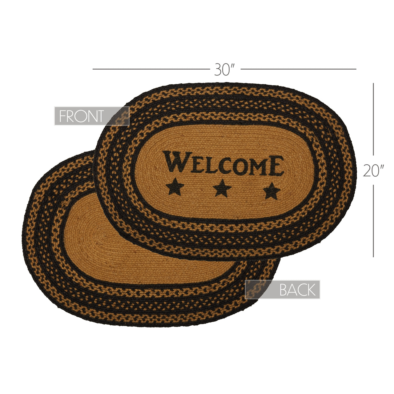 Farmhouse Jute Braided Rug Oval Stencil Stars Welcome 20"x30" VHC Brands - The Fox Decor