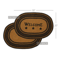 Thumbnail for Farmhouse Jute Braided Rug Oval Stencil Stars Welcome 20