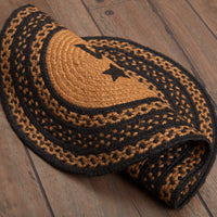 Thumbnail for Farmhouse Jute Braided Rug Oval Stencil Stars Welcome 20