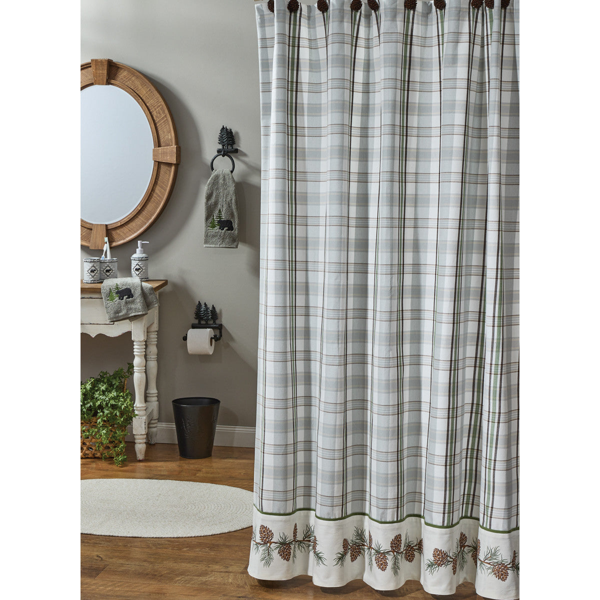 Ponderosa Pine Bordered Shower Curtain 72" X 72" Set of 2 - Park Designs - The Fox Decor