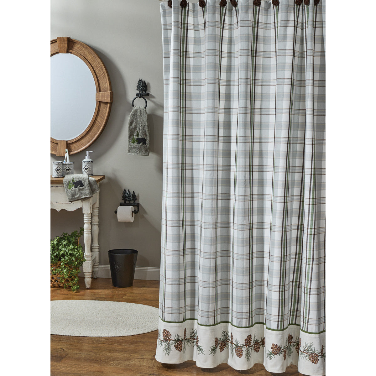 Ponderosa Pine Bordered Shower Curtain 72" X 72" Set of 2 - Park Designs