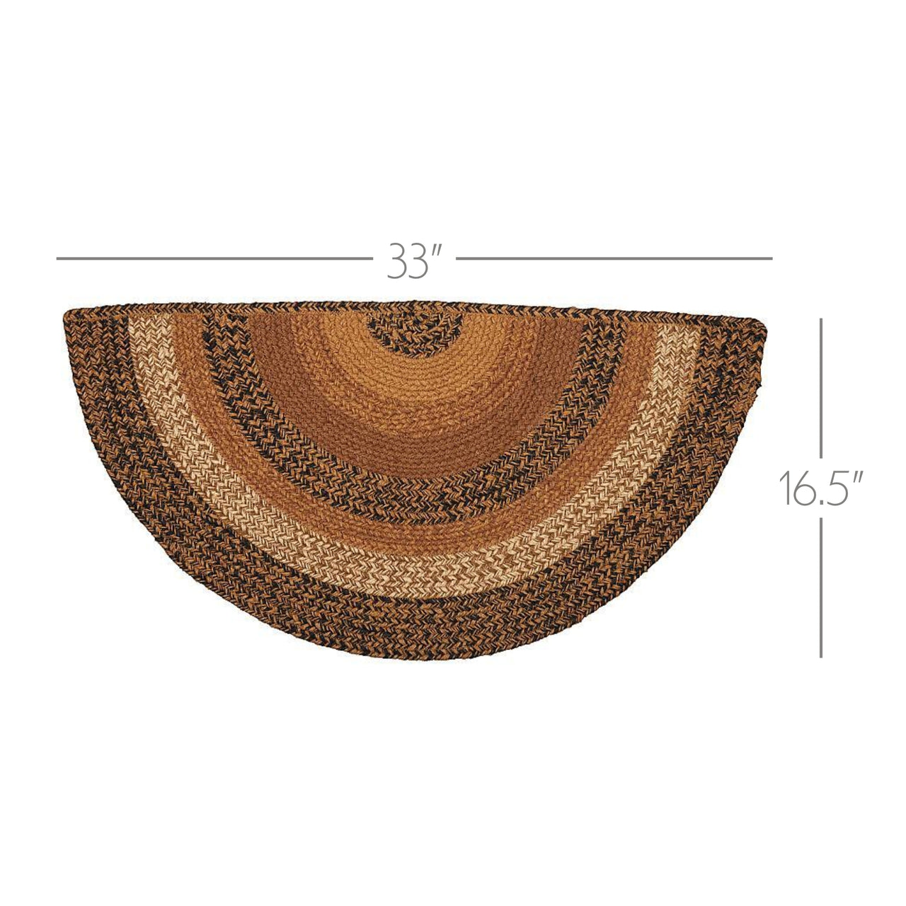 Kettle Grove Jute Braided Rug Half Circle 16.5"x33" with Rug Pad VHC Brands