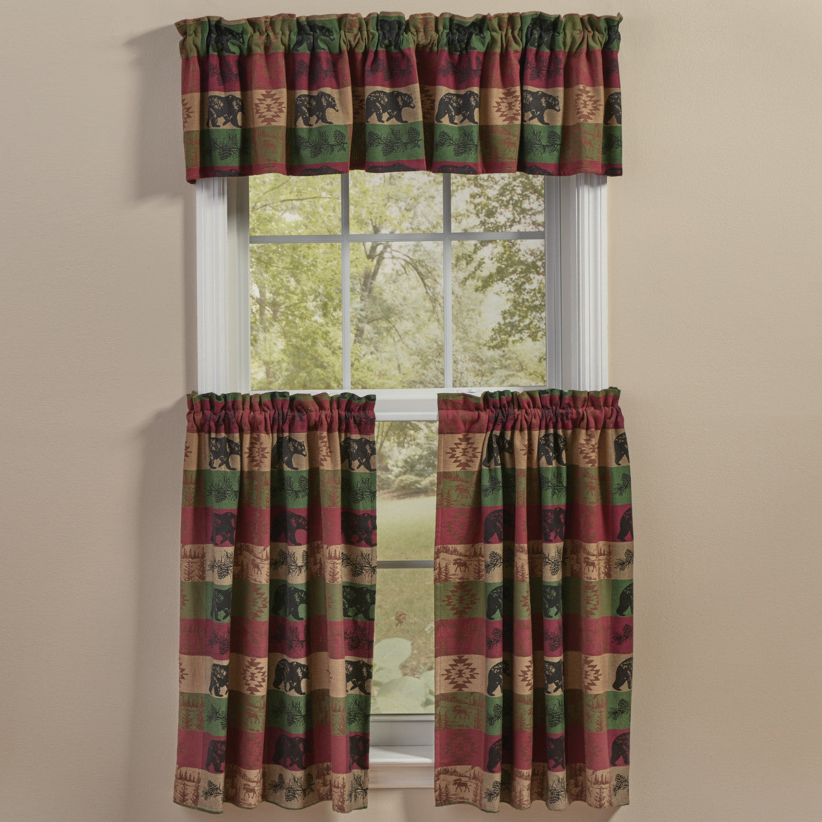 Pinecones And Trees Jacquard Valance 14" L Set of 2 - Park Designs
