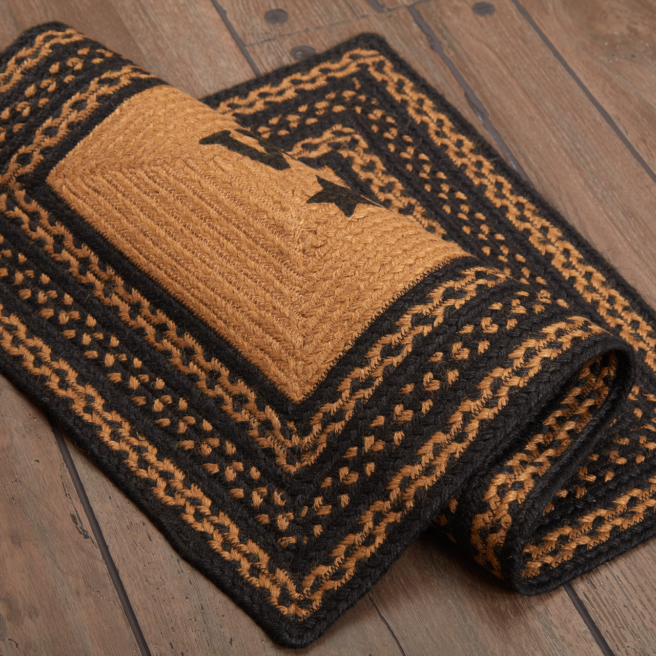 Farmhouse Jute Braided Rug Rect Stencil Stars 20"x30" VHC Brands - The Fox Decor