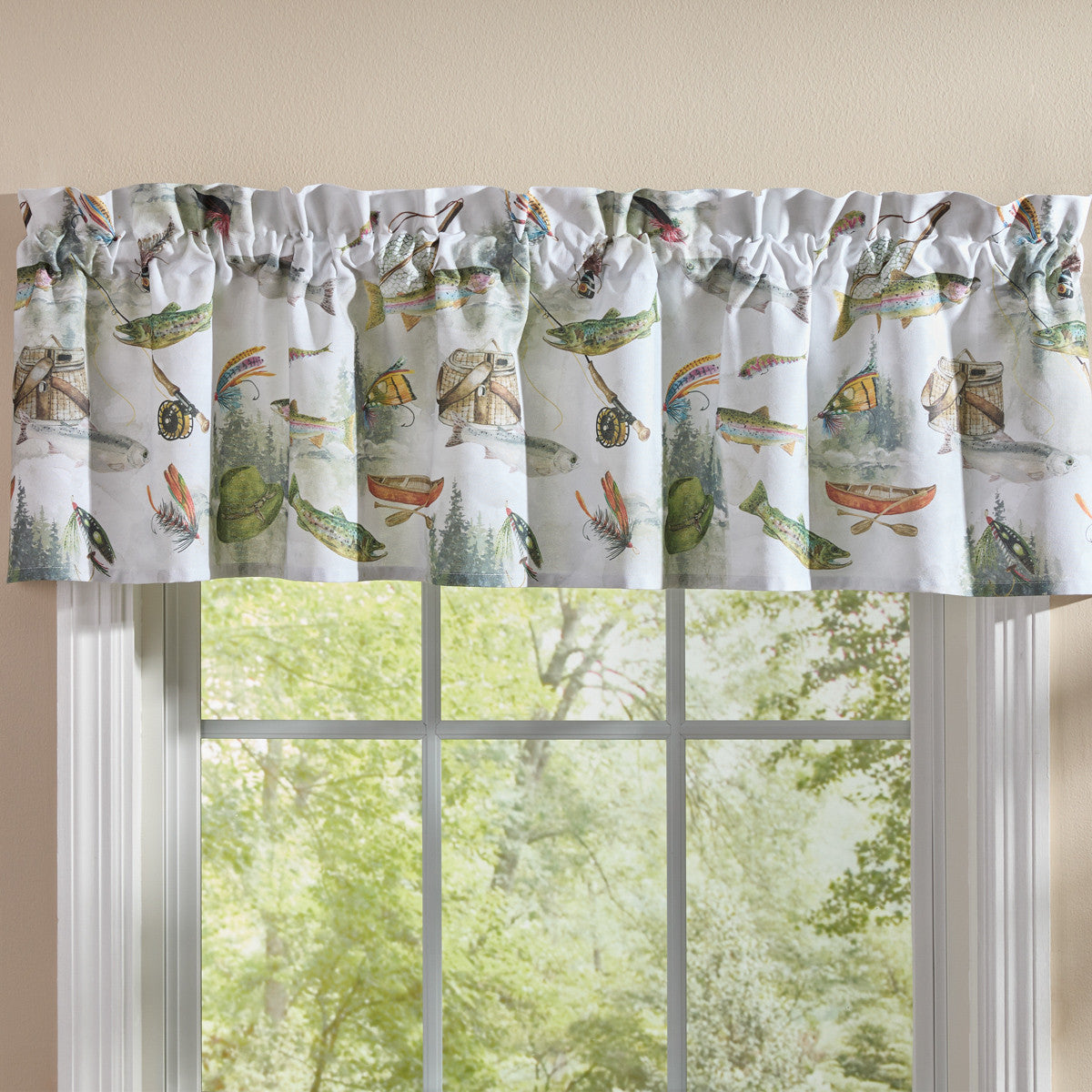 Fly Fishing Printed Valance 14" L - Set of 2 Park designs