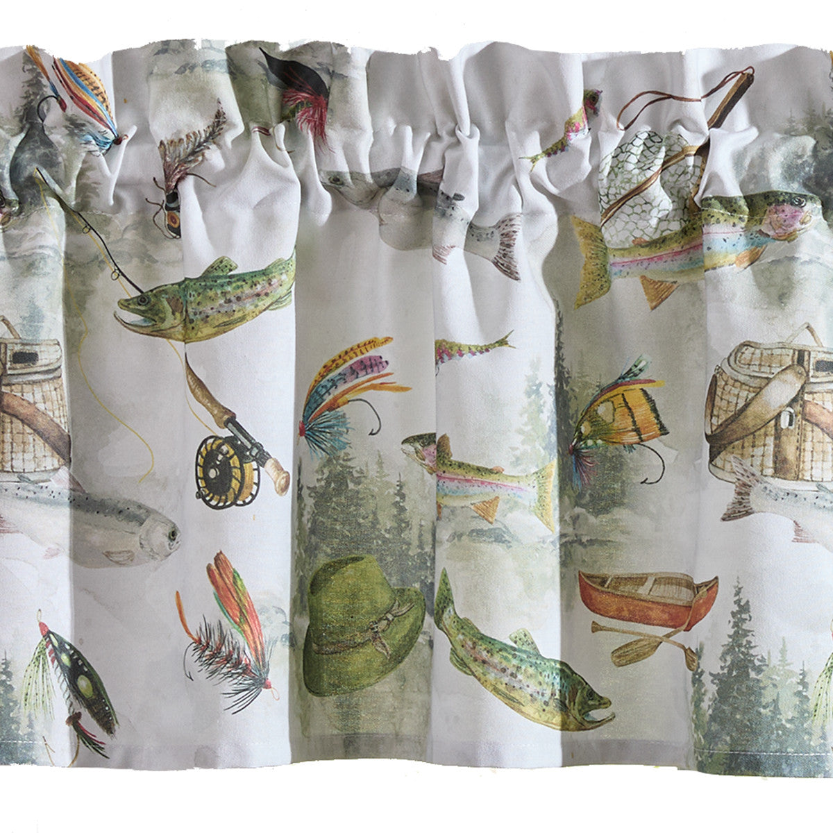 Fly Fishing Printed Valance 14" L - Set of 2 Park designs