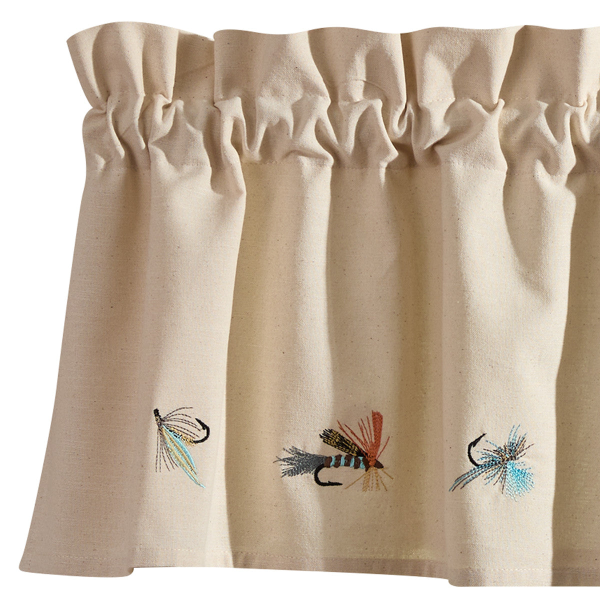 Fly Fishing Lined Embroidered Valance 14" L - Set of 2 Park designs