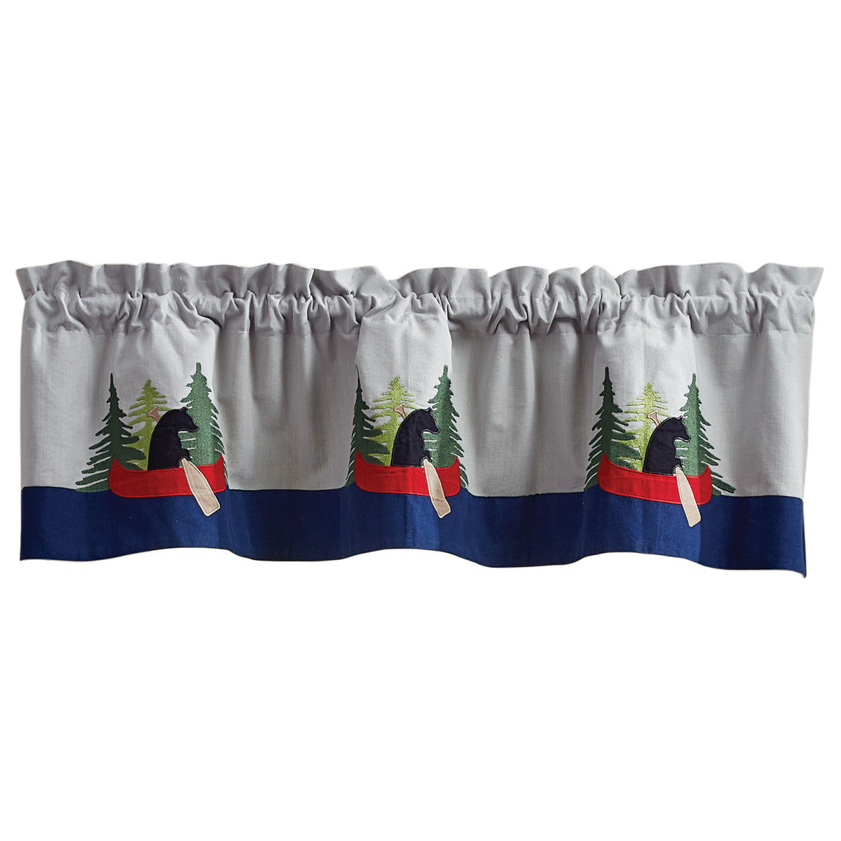 Boundary Waters Appliqued Valance 14"L - Set of 2 Park designs - The Fox Decor