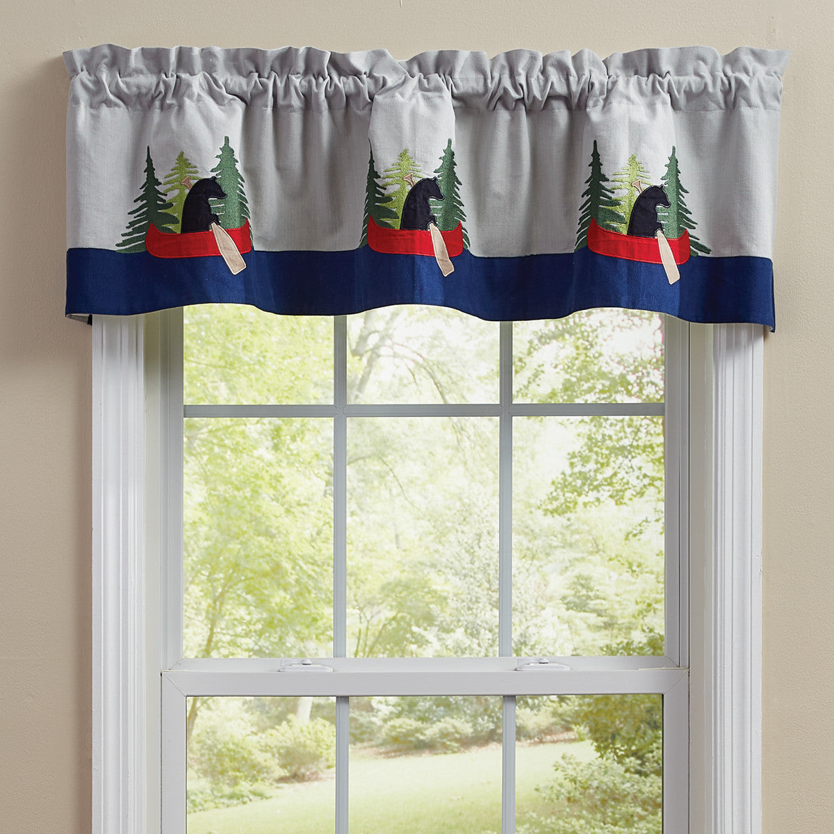 Boundary Waters Appliqued Valance 14"L - Set of 2 Park designs