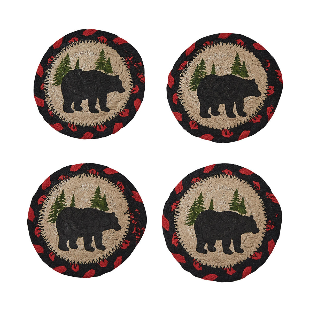 Black Bear Braided Coasters Set Of 4 - Park Designs