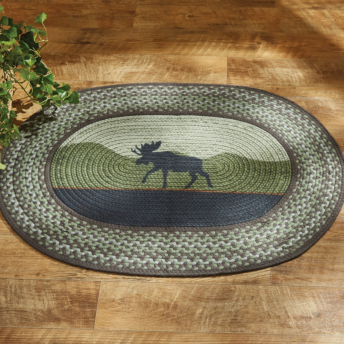 Moose Braided Rug 32" X 42" - Set of 2 Park Designs - The Fox Decor