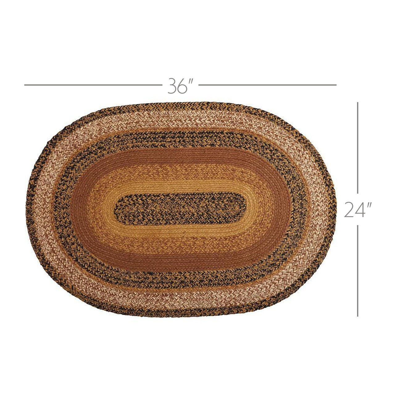 Kettle Grove Jute Braided Rug Oval 24"x36" with Rug Pad VHC Brands