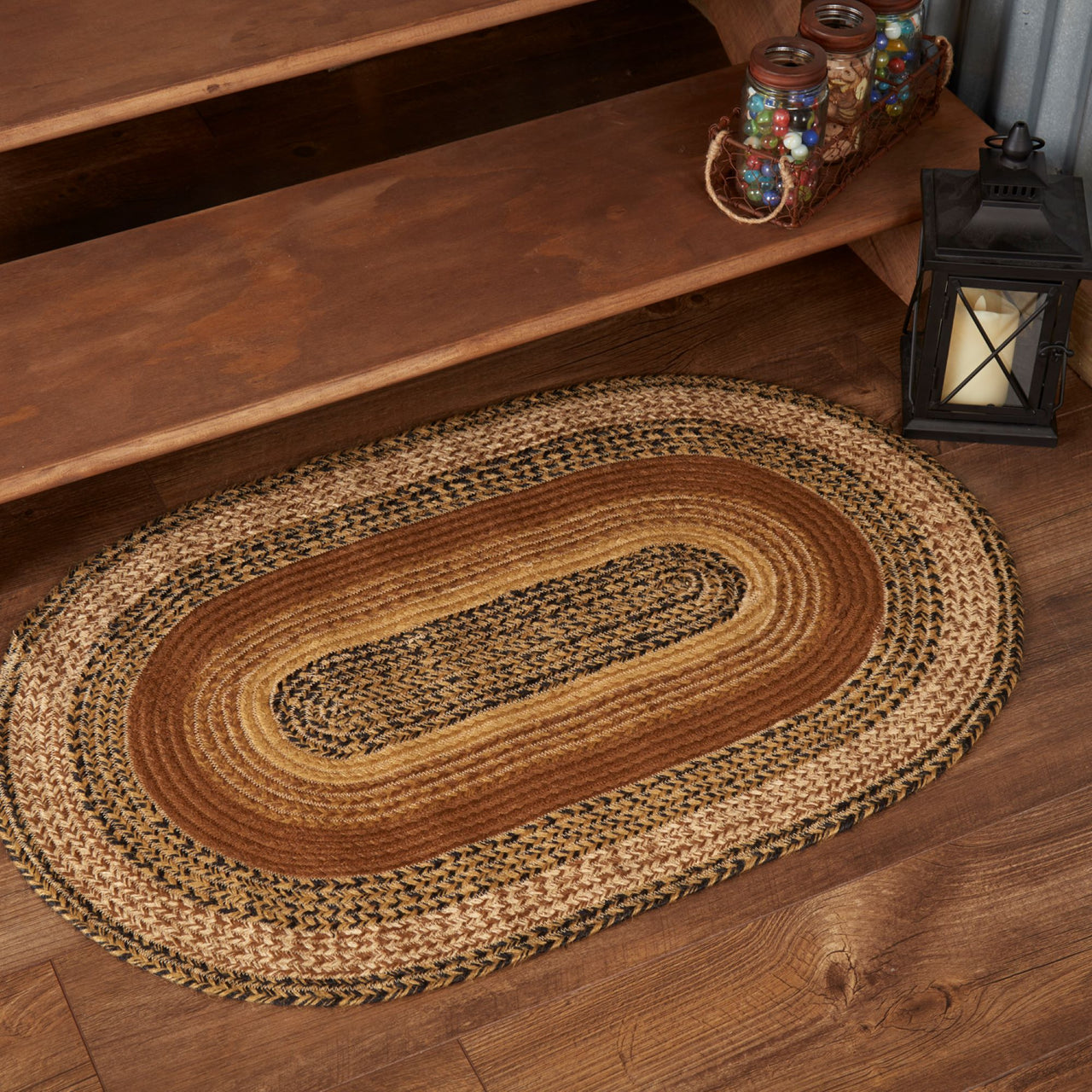 Kettle Grove Jute Braided Rug Oval 24"x36" with Rug Pad VHC Brands