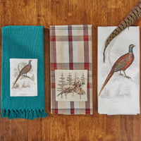 Gamekeeper Plaid Pheasant Embroidered Dishtowel - Set of 2 Park Designs - The Fox Decor
