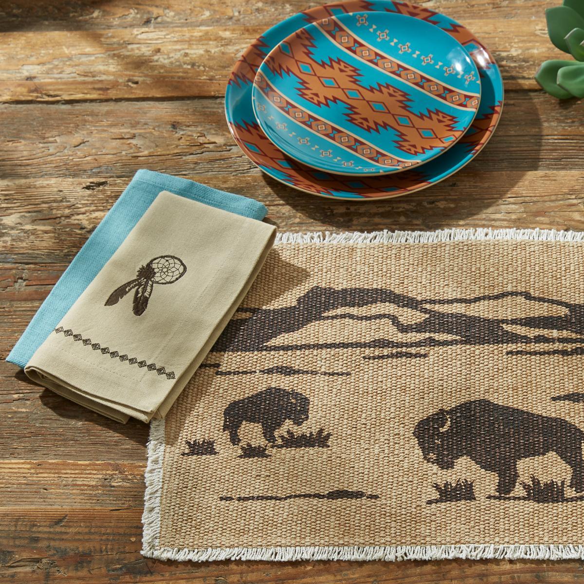 Bison Embroidered Napkin - Set of 4 Park Designs - The Fox Decor