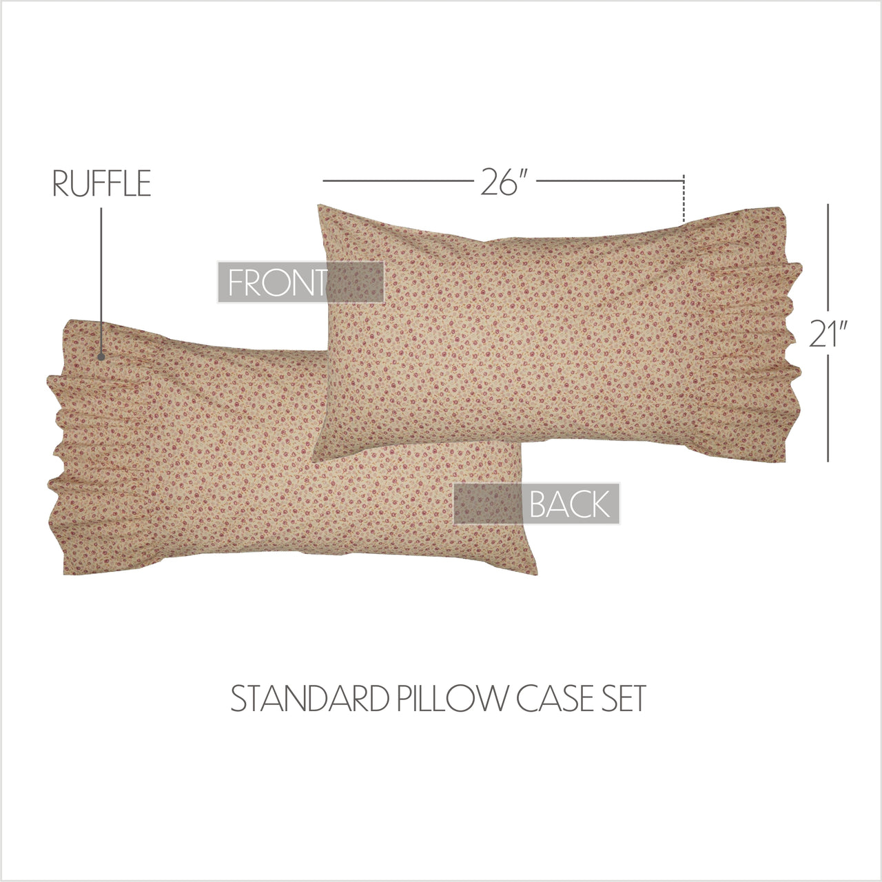 Camilia Ruffled Standard Pillow Case Set of 2 21x26+8 VHC Brands