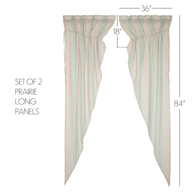 Grain Sack Aqua Prairie Long Panel Set of 2 84x36x18 VHC Brands - The Fox Decor