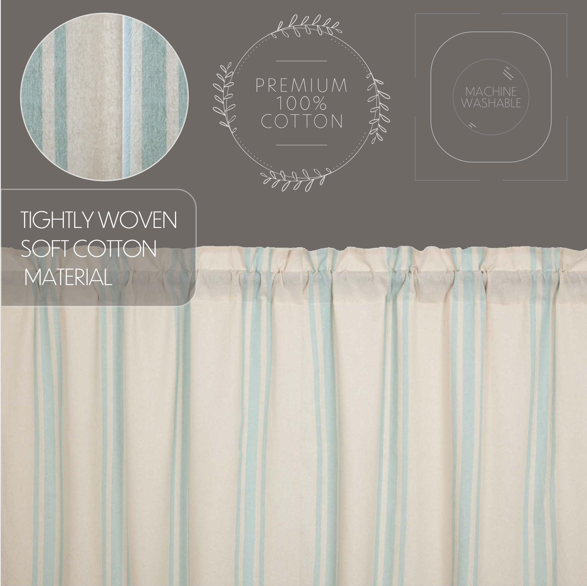 Grain Sack Aqua Prairie Long Panel Set of 2 84x36x18 VHC Brands - The Fox Decor